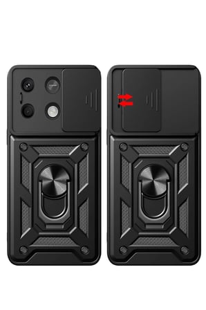 Newface Xiaomi Poco X6 Pro Kılıf Pars Lens Yüzüklü Silikon - Kırmızı