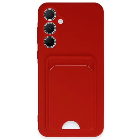 Newface Samsung Galaxy A35 5G Kılıf Kelvin Kartvizitli Silikon - Kırmızı