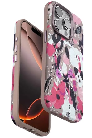 Onegif Apple iPhone 14 Pro Max Flower Series Magsafe Kapak - Pembe