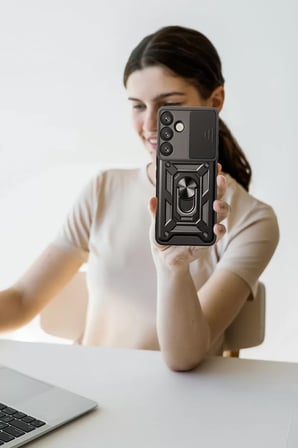Newface Samsung Galaxy S25 Kılıf Pars Lens Yüzüklü Silikon - Siyah