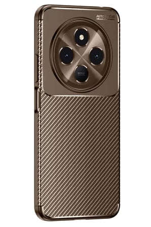 Newface Tecno Spark 30C Kılıf Auto Focus Karbon Kapak - Kahverengi