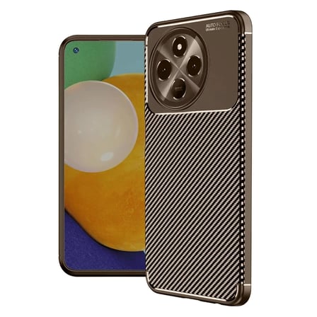 Newface Tecno Spark 30 Pro Kılıf Auto Focus Karbon Kapak - Kahverengi