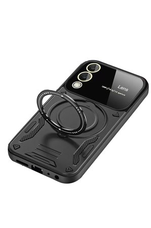 Newface Samsung Galaxy S25 Edge Kılıf Joy Lens Standlı Kapak - Siyah