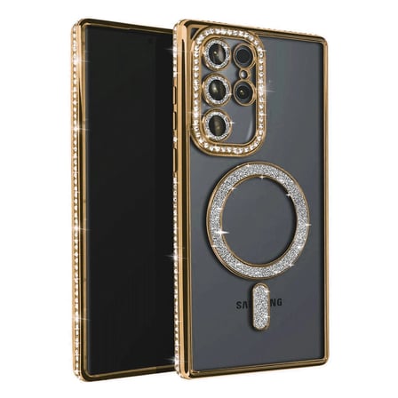 Newface Samsung Galaxy S23 Ultra Joke Simli Magneticsafe Kılıf - Gold