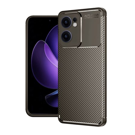 Newface Oppo Reno 13F Kılıf Auto Focus Karbon Kapak - Kahverengi