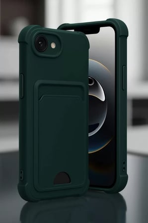 Newface Apple iPhone 16E Kelvin Kartvizitli Silikon - Koyu Yeşil