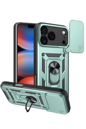 Newface Apple iPhone 17 Pro Max Pars Lens Yüzüklü Silikon - Yeşil