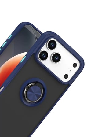 Newface Apple iPhone 17 Pro Montreal Yüzüklü Silikon Kapak - Lacivert
