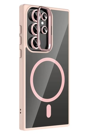 Joko Samsung Galaxy S24 Ultra Remim Lensli Magsafe Standlı Kapak - Pembe