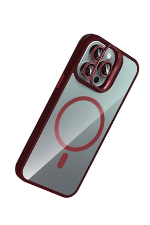 Joko Apple iPhone 15 Pro Max Remim Lensli Magsafe Standlı Kapak - Bordo