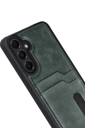 Newface Samsung Galaxy A17 5G Sara Kartvizitli Deri Kılıf - Yeşil