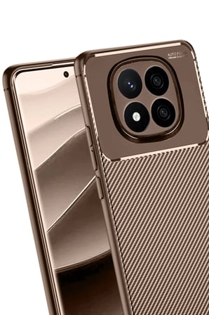 Newface Xiaomi Redmi Note 14 Pro 5G Kılıf Auto Focus Karbon Kapak - Kahverengi