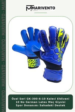 Özel Seri GK-300-6-10 Kaleci Eldiveni 10 No German Latex Maç Giysisi Spor Donanımı Sahadaki Destek