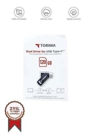 Premium Aygit Telefon Çoklu USB Flash Bellek Type C OTG Çift Sürücülü 128GB Siyah