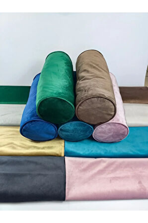 Kadife Silindir Yastık Fermuarlı Bolster Yoga Yastık Kılıfı Kahverengi 20x50