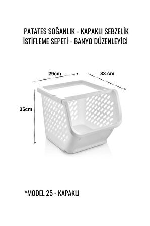 5'li Patates Soğanlık Katlı Sebzelik Büyük Organizer Oyuncak Sepeti Banyo Düzenleyici Antrasit