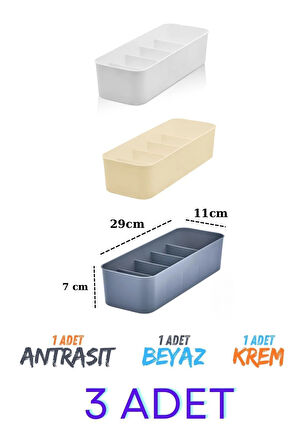 5 Bölmeli Düzenleyici, Saat, Takı, Toka, Çorap, İç Çamaşırı Organizeri Karışık Renk 3 Adet