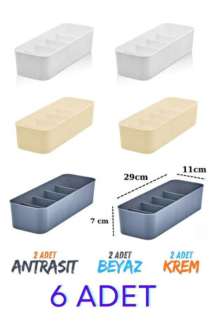 5 Bölmeli Düzenleyici, Saat, Takı, Toka, Çorap, İç Çamaşırı Organizeri Karışık Renk 6 Adet