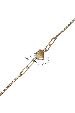 Altın Kalp Dochlu Ataç Bileklik 14 Ayar