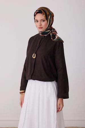 Belli Karma Desenli Twill İpek Eşarp 4414D