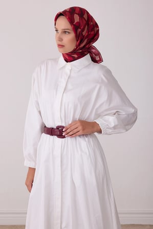 Belli Karma Desenli Twill İpek Eşarp 4420D