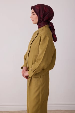 Belli Geometrik Desenli Twill İpek Eşarp 4427D