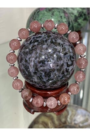 Hematit Çilek Kuvars Doğal Taş Bileklik