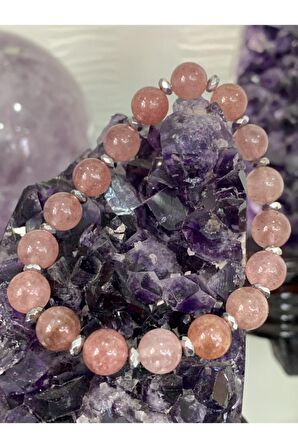 Hematit Çilek Kuvars Doğal Taş Bileklik