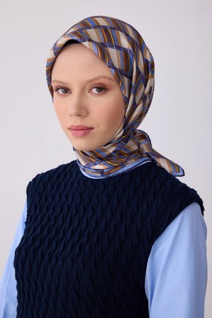 Belli Twill İpek Desenli Eşarp 4302D
