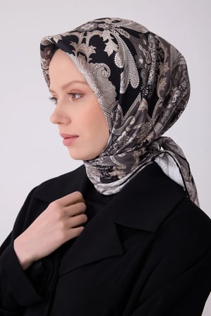 Belli Nostalji Serisi Twill İpek Desenli Eşarp 4304D
