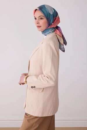 Belli Nostalji Serisi Twill İ̇Pek Desenli Eşarp 4306D