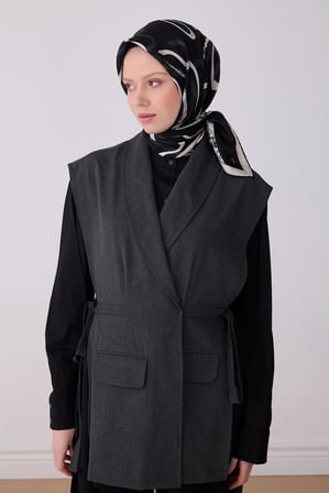Belli Nostalji Geometrik Desenli Twill İpek Eşarp 4309D