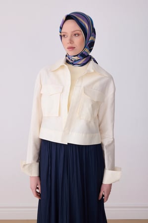 Belli Nostalji Serisi Twill İpek Desenli Eşarp 4311D