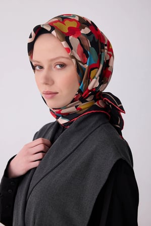 Belli Nostalji Serisi Twill İpek Desenli Eşarp 4312D