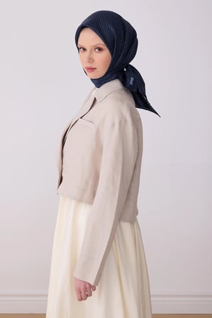 Belli Nostalji Serisi Twill İpek Desenli Eşarp 4317D