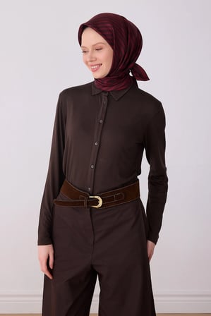 Belli Nostalji Geometrik Desenli Twill İpek Eşarp 4325D