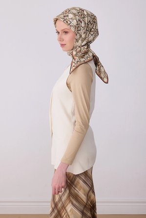 Belli Twill İpek Desenli Eşarp 4328D