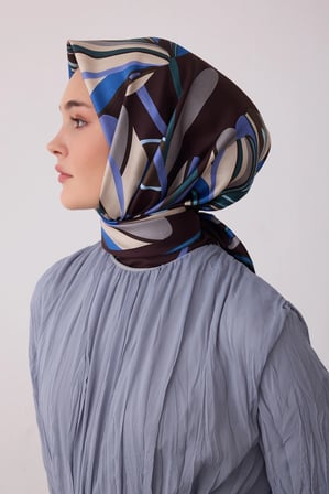 Belli Çiçek Desenli %100 Twill İpek Eşarp 4410D