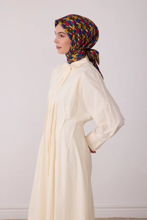 Belli Karma Desenli Twill İpek Eşarp 4402D