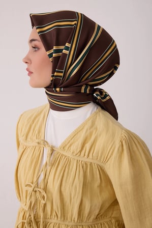 Belli Karma Desenli %100 Twill İpek Eşarp 4405D