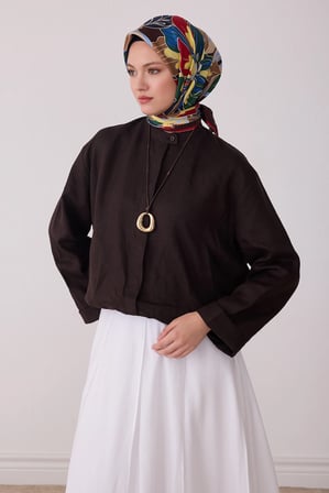 Belli Çiçek Desenli Twill İpek Eşarp 4413D
