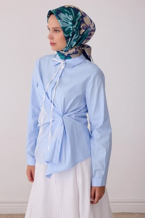 Belli Çiçek Desenli %100 Twill İpek Eşarp 4416D