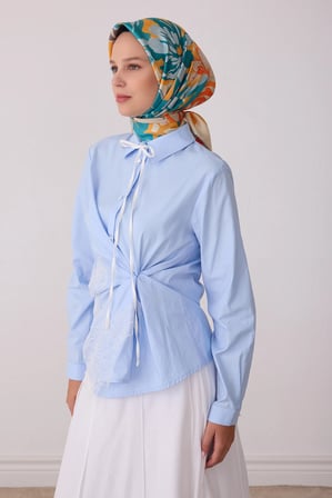 Belli Çiçek Desenli %100 Twill İpek Eşarp 4416D