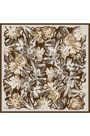Belli Çiçek Desenli %100 Twill İpek Eşarp 4416D-85