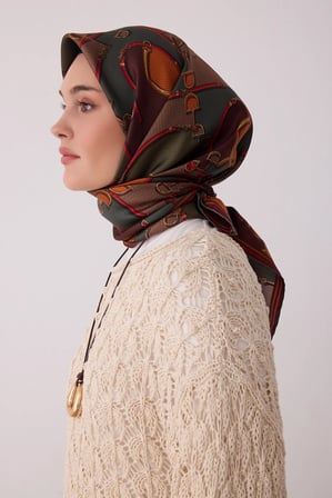 Belli Karma Desenli Twill İpek Eşarp 4400D