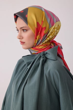 Belli Desenli Twill İpek Eşarp 4409D
