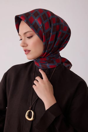Belli Desenli Twill İpek Eşarp 4408D