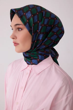 Belli Desenli Twill İpek Eşarp 4408D