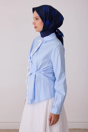 Belli Geometrik Desenli Twill İpek Eşarp 4427D