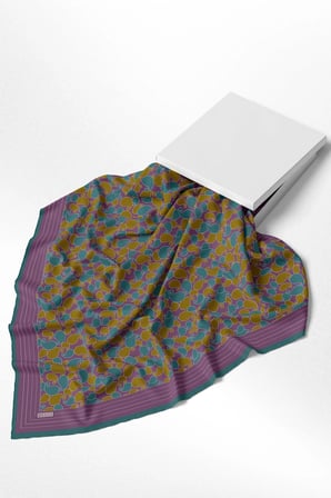 Belli Karma Desenli %100 Twill İpek Eşarp 4422D